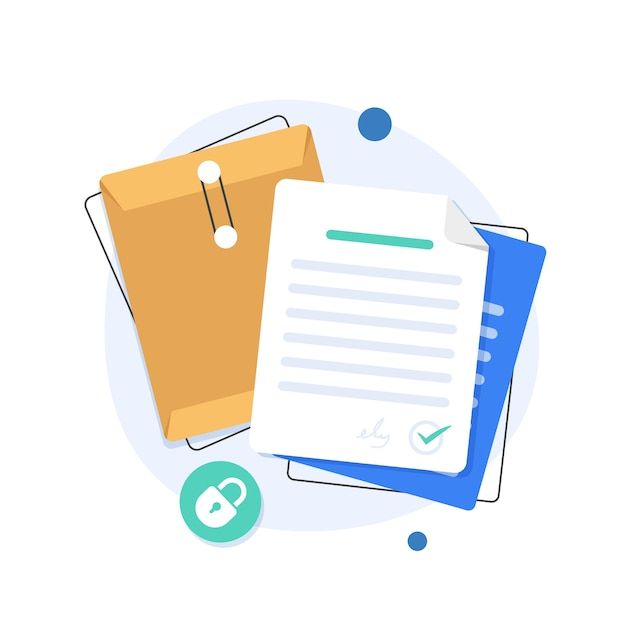 폴더 열기, 문서 폴더, 문서 보호 개념 프리미엄 벡터